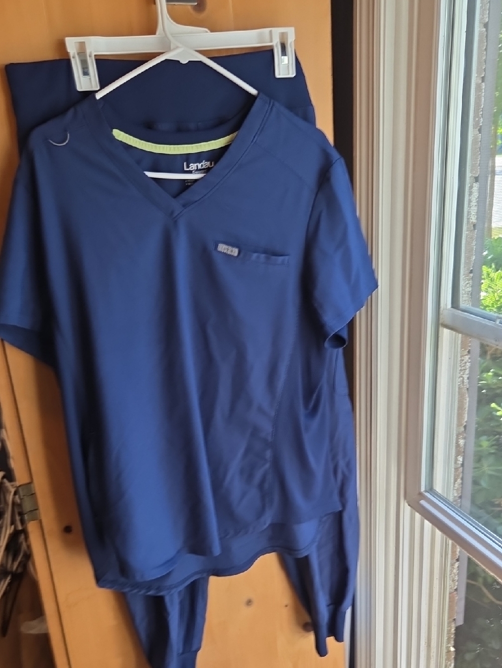Landau Navy Medical Scrub Set with V-Neck Top